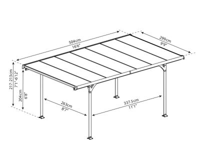 Carport en aluminium 2.99 x 5.04m Canopia Verona