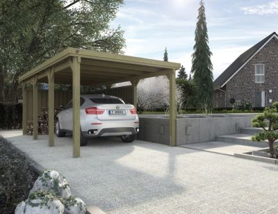 Carport en bois 3,2x6,1m avec toit plat Weka 617 T2