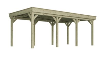 Carport en bois 3,2x6,2m avec toit plat Weka 609