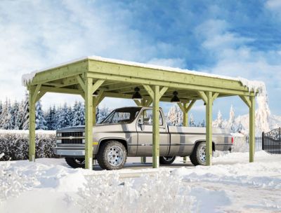 Carport en bois 3,2x6,2m avec toit plat Weka 609
