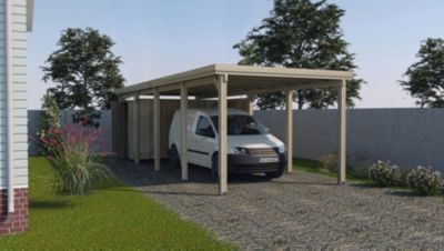 Carport en bois 3,2x8m avec toit plat Weka 617 T3