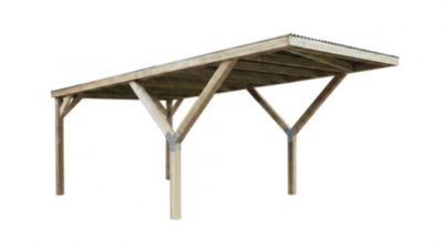 Carport en bois 3x6m avec toit plat Weka 612