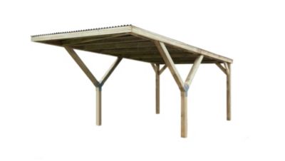 Carport en bois 3x6m avec toit plat Weka 612