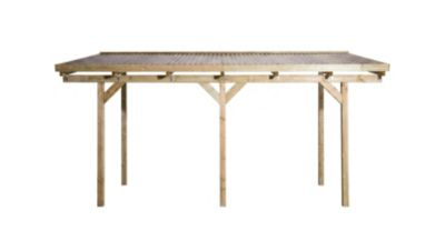 Carport en bois adossé 4,2x3m avec toit plat Weka 671 T1