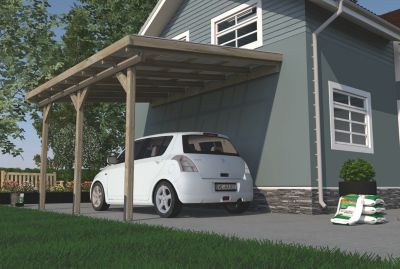 Carport en bois adossé 4,2x3m avec toit plat Weka 671 T1