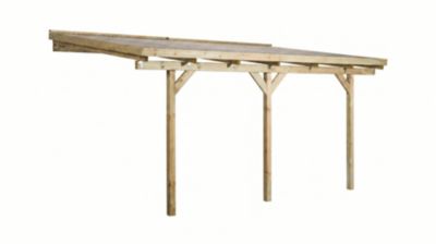 Carport en bois adossé 4,2x3m avec toit plat Weka 671 T1