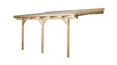 Carport en bois adossé 5,1x3m avec toit plat Weka 671 T2