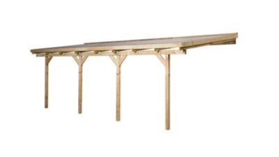 Carport en bois adossé 7x3m avec toit plat Weka 671 T3