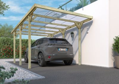Carport en bois toit plat Jean Cerland 15,6m²