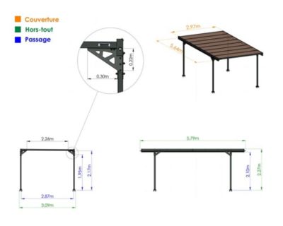 Carport grande longeur - Toit monopente - Alizé 16