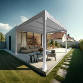 Carport HAPESIRE Isotoit îlot 3,78x3,00m (Blanc)