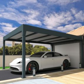 Carport isotoit MODERN îlot Gris anthracite 3,78x3,00m (Kit LED 3 cotés)