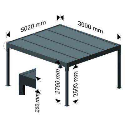 Carport isotoit MODERN îlot Gris anthracite 5,02x3,00m