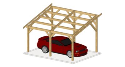 Carport monopente 300cmx600cm bois DOUGLAS Français label PEFC (Charpente - Auvent - Abri voiture) surface 18 m²