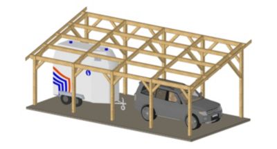 Carport monopente 450cm x 10 poteaux bois DOUGLAS Français label PEFC (Charpente - Auvent - Abri voiture)