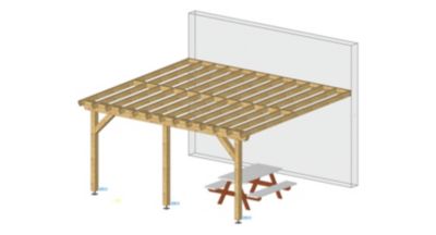 Carport pergola adossée 700cmx500cm Bois DOUGLAS Français label PEFC (Charpente-Auvent - Abri terrasse) surface 35 m²