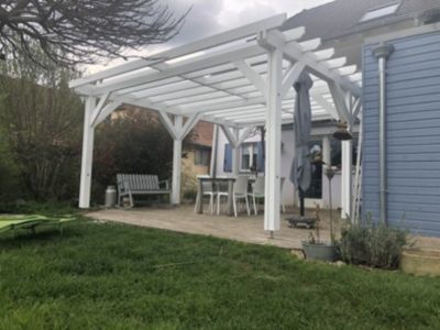 Carport pergola adossée 700cmx500cm Bois DOUGLAS Français label PEFC (Charpente-Auvent - Abri terrasse) surface 35 m²