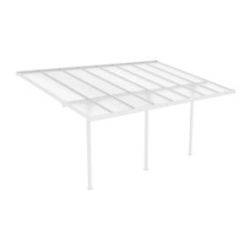 Carport pergola adossé en aluminium 15,1 m² blanc ALVARO