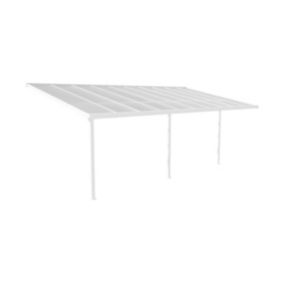 Carport pergola adossé en aluminium 18,8 m² blanc ALVARO