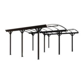 Carport pergola double autoportant en aluminium - 2 voitures - 30 m² - Gris anthracite - BARESA