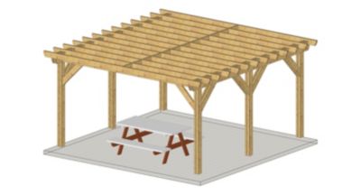 Carport pergola indépendante 450cmx350cm Bois DOUGLAS Français label PEFC (Charpente-Auvent - Abri terrasse) surface 1575 m²