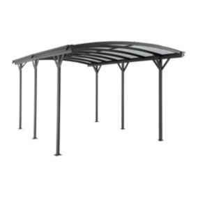 Carport pergola simple autoportant en aluminium - 1 voiture - 15,15 m² - Gris anthracite - BARESA