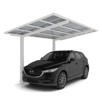 Carport simple avec 9 panneaux solaires - charge de toiture 100kgs/m² -  thermolaqué blanc - Ximax Standard Linea