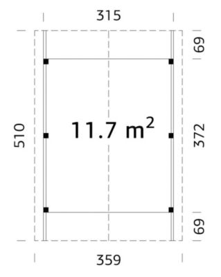 Carport simple Robert Palmako bois 11,7m²