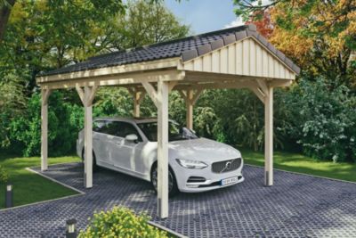Carport SKAN HOLZ Fichtelberg 317 x 566 cm, lattis de toit, non traité