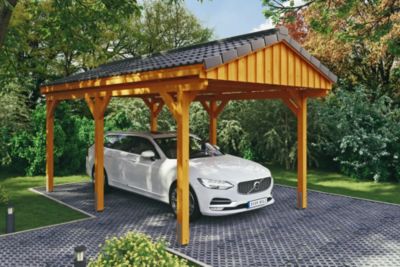Carport SKAN HOLZ Fichtelberg 317 x 566 cm, lattis de toit, traitement ...