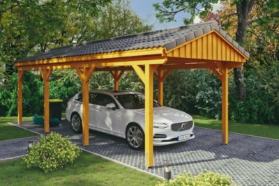 Carport SKAN HOLZ Fichtelberg 317 x 808 cm, lattis de toit, traitement ...