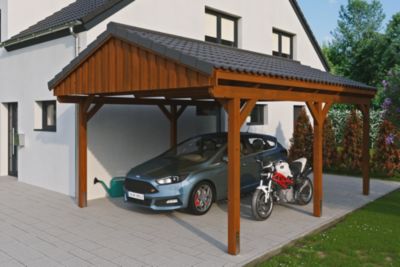 Carport SKAN HOLZ Fichtelberg 423 x 566 cm, lattis de toit, traitement ...