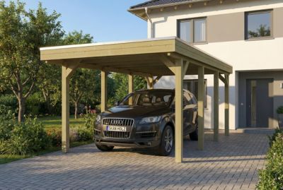 Carport SKAN HOLZ Friesland 320 x 555 cm, avec toit EPDM, imprégné vert
