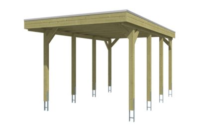 Carport SKAN HOLZ Friesland 320 x 555 cm, avec toit EPDM, imprégné vert