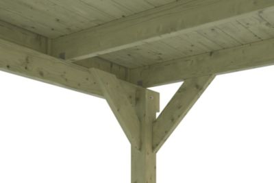 Carport SKAN HOLZ Friesland 320 x 555 cm, avec toit EPDM, imprégné vert