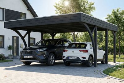 Carport SKAN HOLZ Friesland Set H, 546 x 555 cm, avec deux arcs d'entrée, anthracite