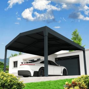 Carport solaire ENERGY 2 pentes Gris anthracite 3,617x4,732m 3200W (Kit LED 2 cotés sur chemin de câble)