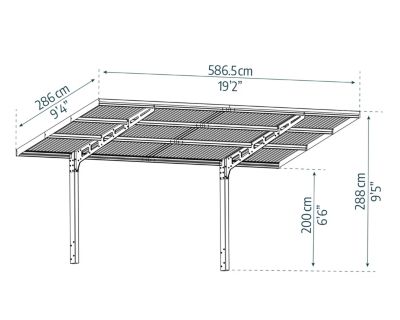 Carport Sydney aluminium et polycarbonate toit plat 5,9 x 2,9 m