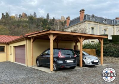 Carport toit plat, 300cmx550cm, bois DOUGLAS Français  (Charpente en bois-auvent-abri voiture) 17 m². Garantie 10 ans