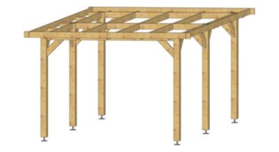 Carport toit plat, 300cmx550cm, bois DOUGLAS Français  (Charpente en bois-auvent-abri voiture) 17 m². Garantie 10 ans