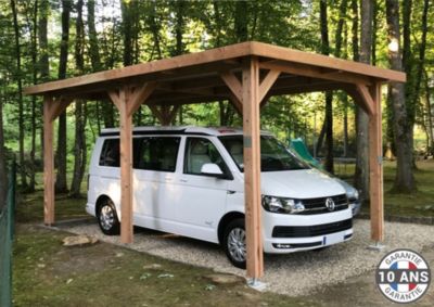 Carport toit plat, 450cmx500cm, bois DOUGLAS Français  (Charpente en bois-auvent-abri voiture) 23 m². Garantie 10 ans