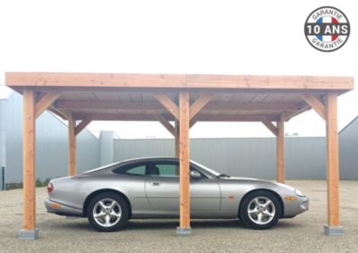 Carport toit plat, 450cmx500cm, bois DOUGLAS Français  (Charpente en bois-auvent-abri voiture) 23 m². Garantie 10 ans
