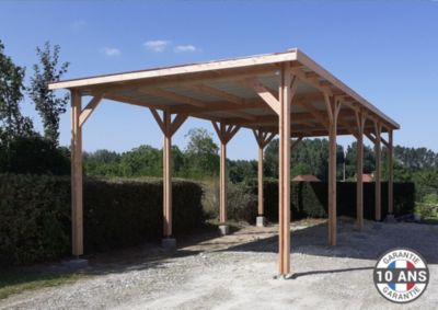 Carport toit plat 550cmx1250cm bois DOUGLAS français (charpente ...