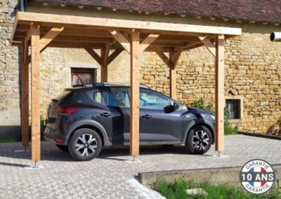 Carport toit plat, 550cmx550cm, bois DOUGLAS Français  (Charpente en bois-auvent-abri voiture) 31 m². Garantie 10 ans