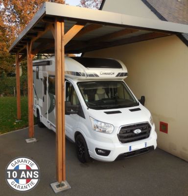 Carport toit plat adossé 400cmx950cm bois DOUGLAS français (charpente ...
