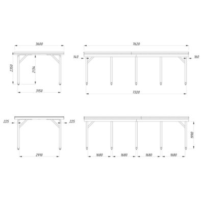 Carport toit plat en bois Palmako Karl 1 voiture 27,4 m²
