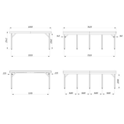 Carport toit plat en bois Palmako Karl 2 voitures 46,6 m²