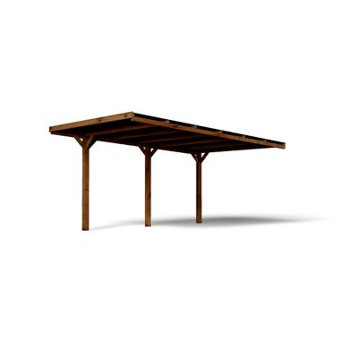Cerland (Forest Style) Carport Victor adossable autoclavé marron