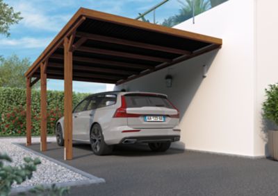 Carport Victor adossable autoclavé marron