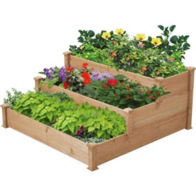 Carré Plantes en Bois de Sapin - Jardinière 3 Etages - Idéal pour Balcon